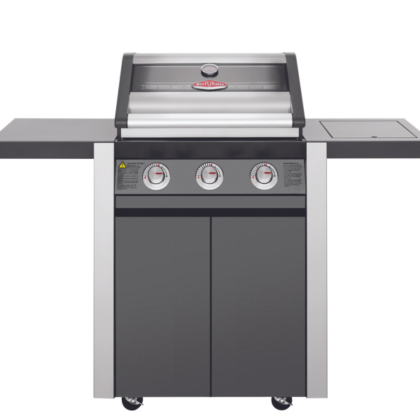 Beefeater 1600 3 Burner BBQ And Side Burner Trolley Full Studio Closed Black