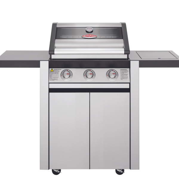 Beefeater BBQ 1600 3 Burner BBQ And Side Burner Trolley Full Studio Closed Silver