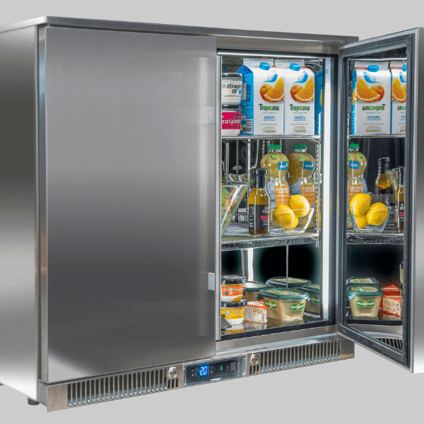 Blastcool Outdoor Fridge Double Door Full Studio Stocked Open White