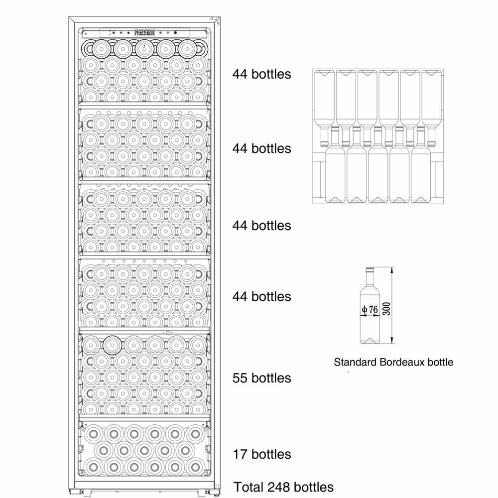 Cavecool Single Zone Passion Mica Black Solid Door 248 bottles - CC248S-SD-1