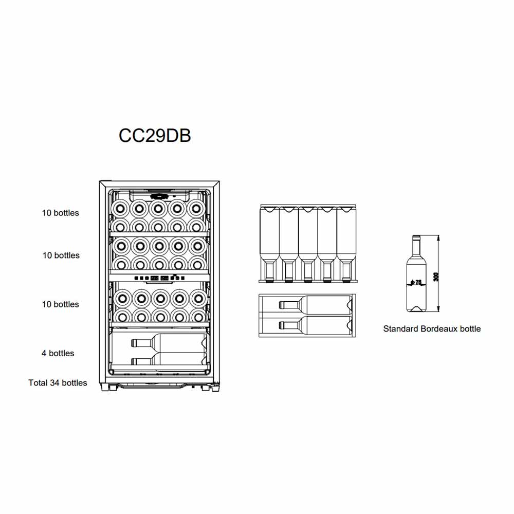 Cavecool Dual Zone Chill Ruby Black 34 bottles - CC29DB-1