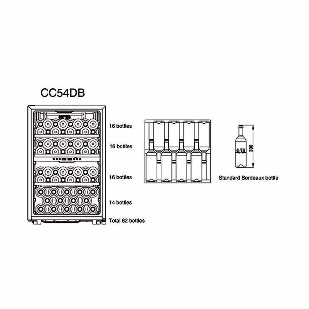 Cavecool Dual Zone Chill Topaz Black 62 bottles - CC54DB