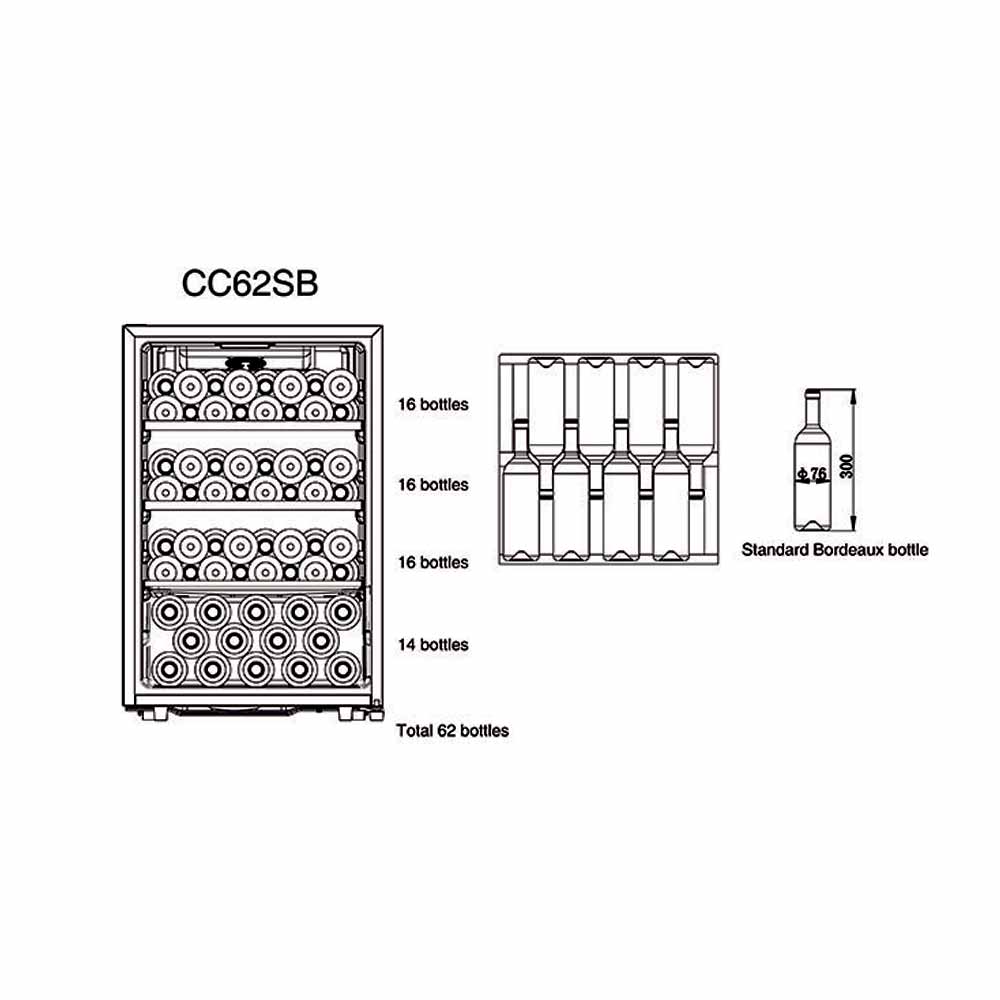 Cavecool Single zone Chill Topaz 62 bottles Black - CC62SB