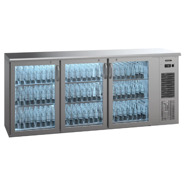 Gamko Bottle Cooler Undercounter Triple Door Glass