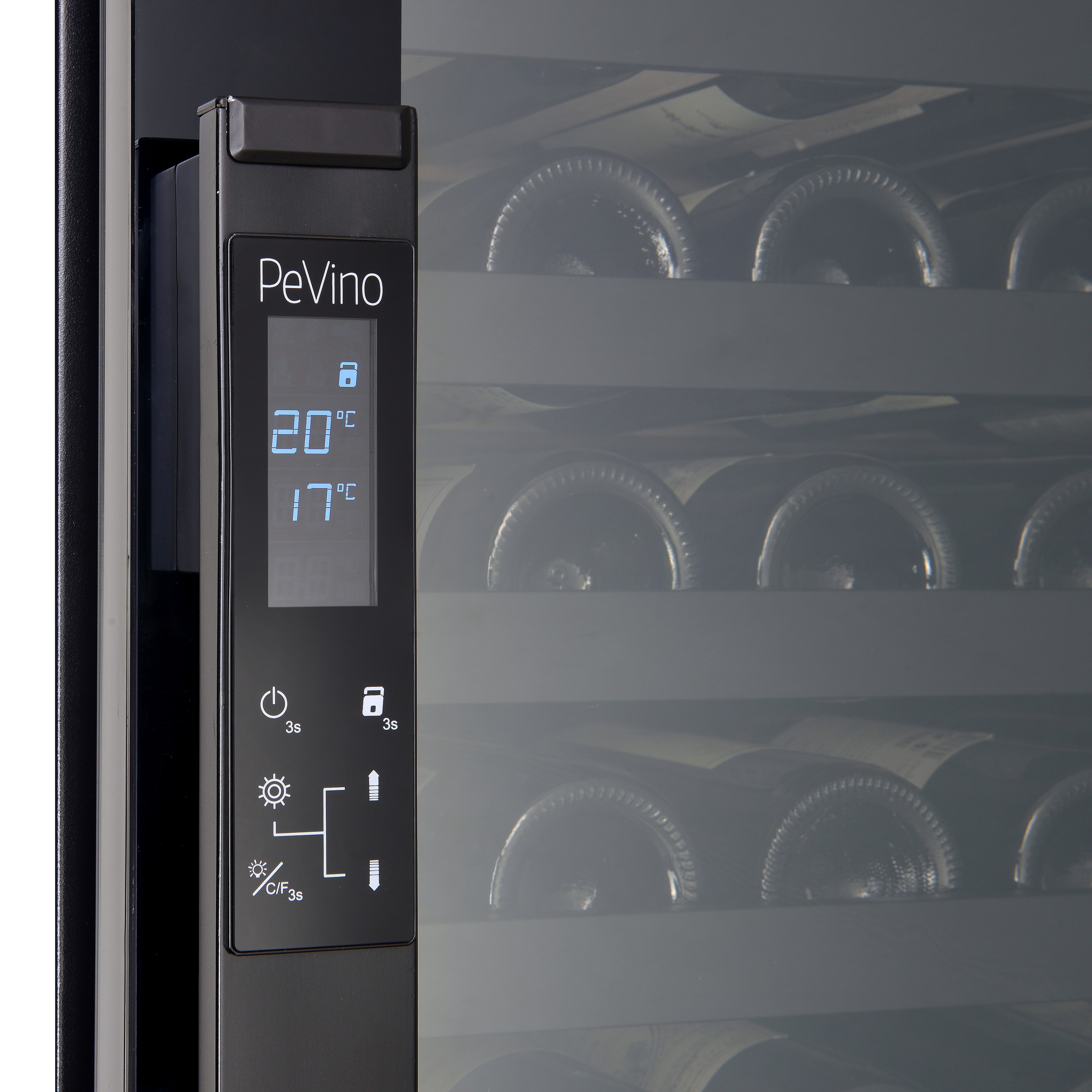 Pevino Dual Zone Imperial Giant Black Glass Front 254 Bottle - PG300D-B-1
