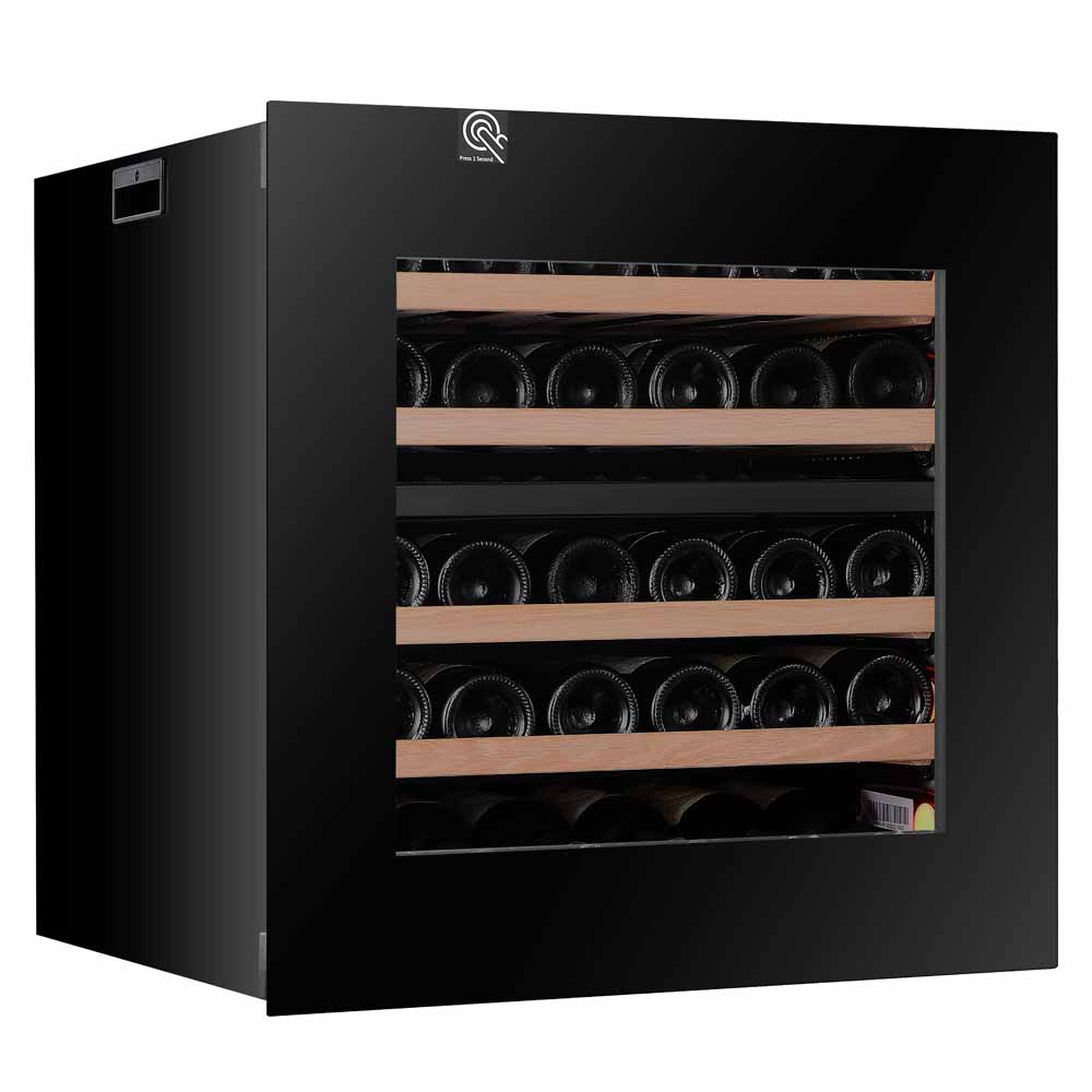 Pevino Majestic 30 Bottle Dual Zone Integrated Push Open Black - PI30D-BP