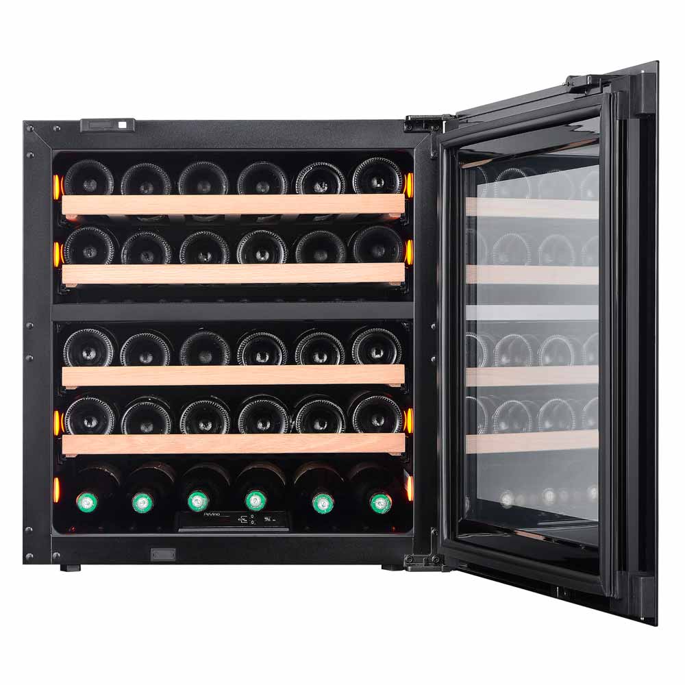 Pevino Majestic 30 Bottle Dual Zone Integrated Push Open Black - PI30D-BP