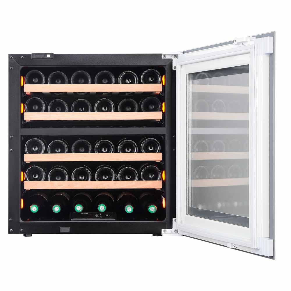 Pevino Majestic 30 Bottles Dual Zone Integrated Push Open White - PI30D-WP