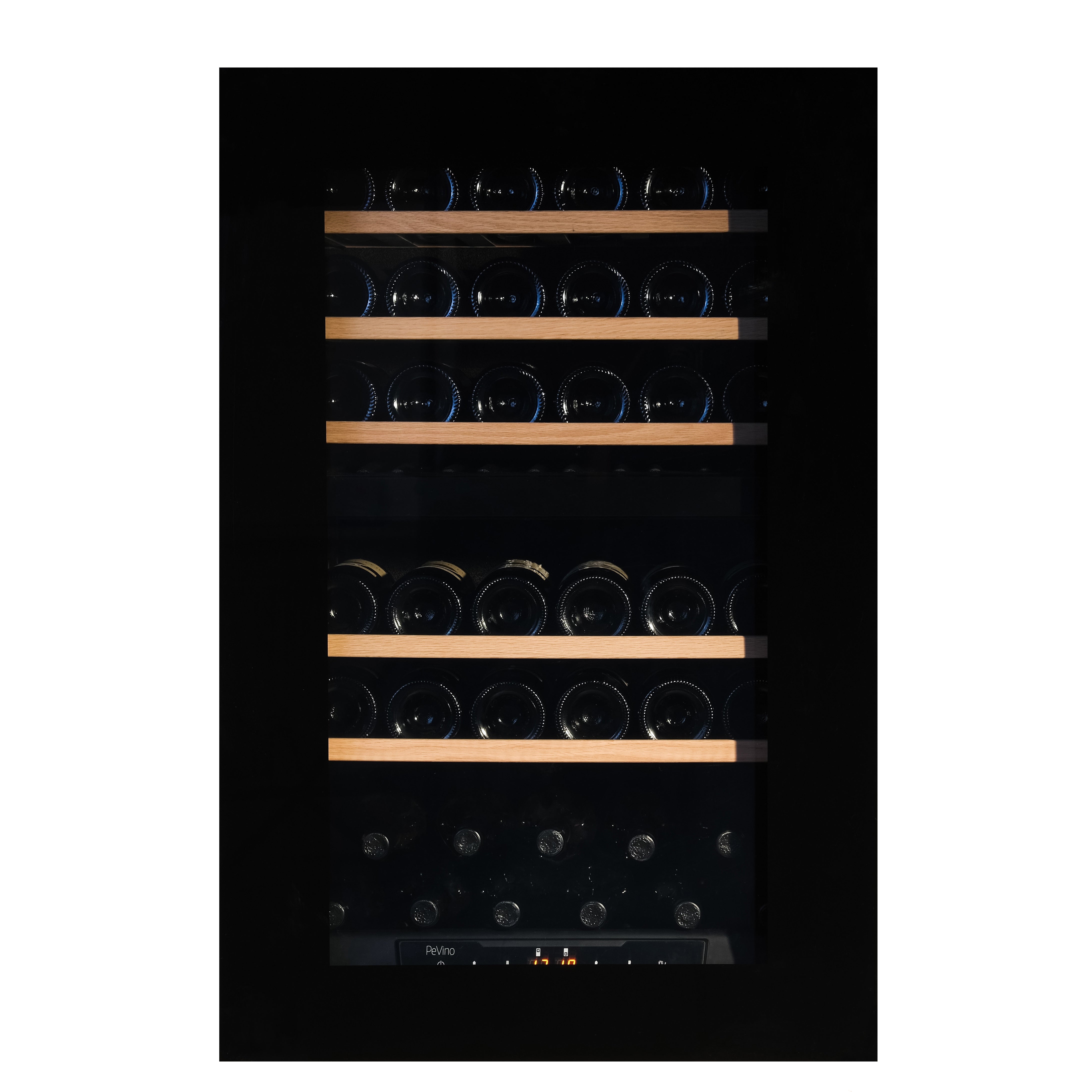 Pevino Majestic 42 Bottle Dual Zone Integrated Push Open Black Glass Front - PI48D-BP