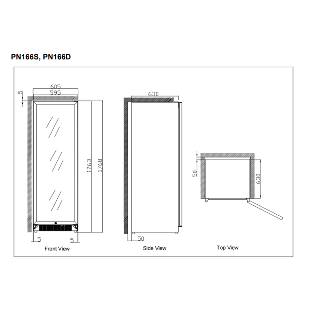 Pevino Dual Zone Noble Black Glass Front 141 Bottle - PN166D-HHB