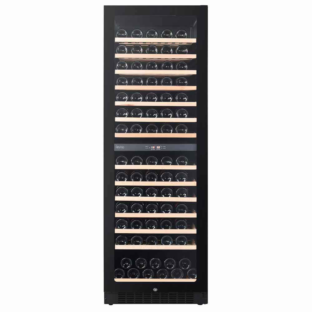 Pevino Dual Zone Noble Black Glass Front 141 Bottle - PN166D-HHB