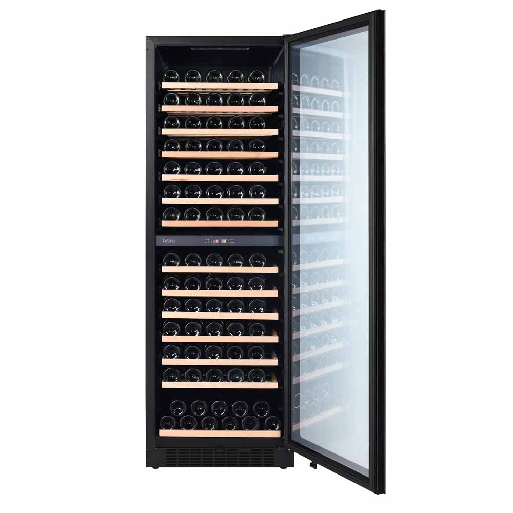 Pevino Dual Zone Noble Black Glass Front 141 Bottle - PN166D-HHB