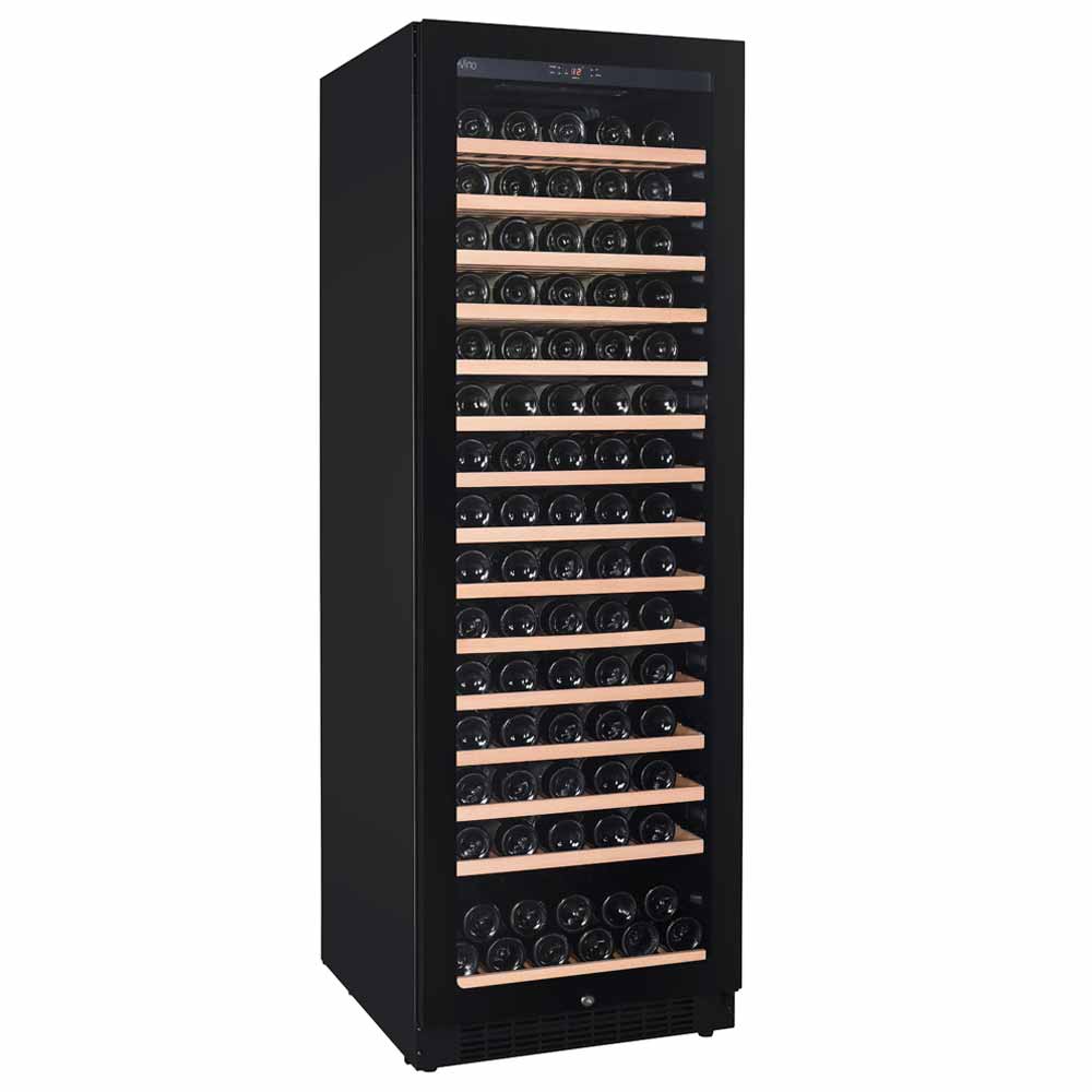 Pevino Noble 148 Bottle Single Zone Black Glass Front  - PN166S-HHB