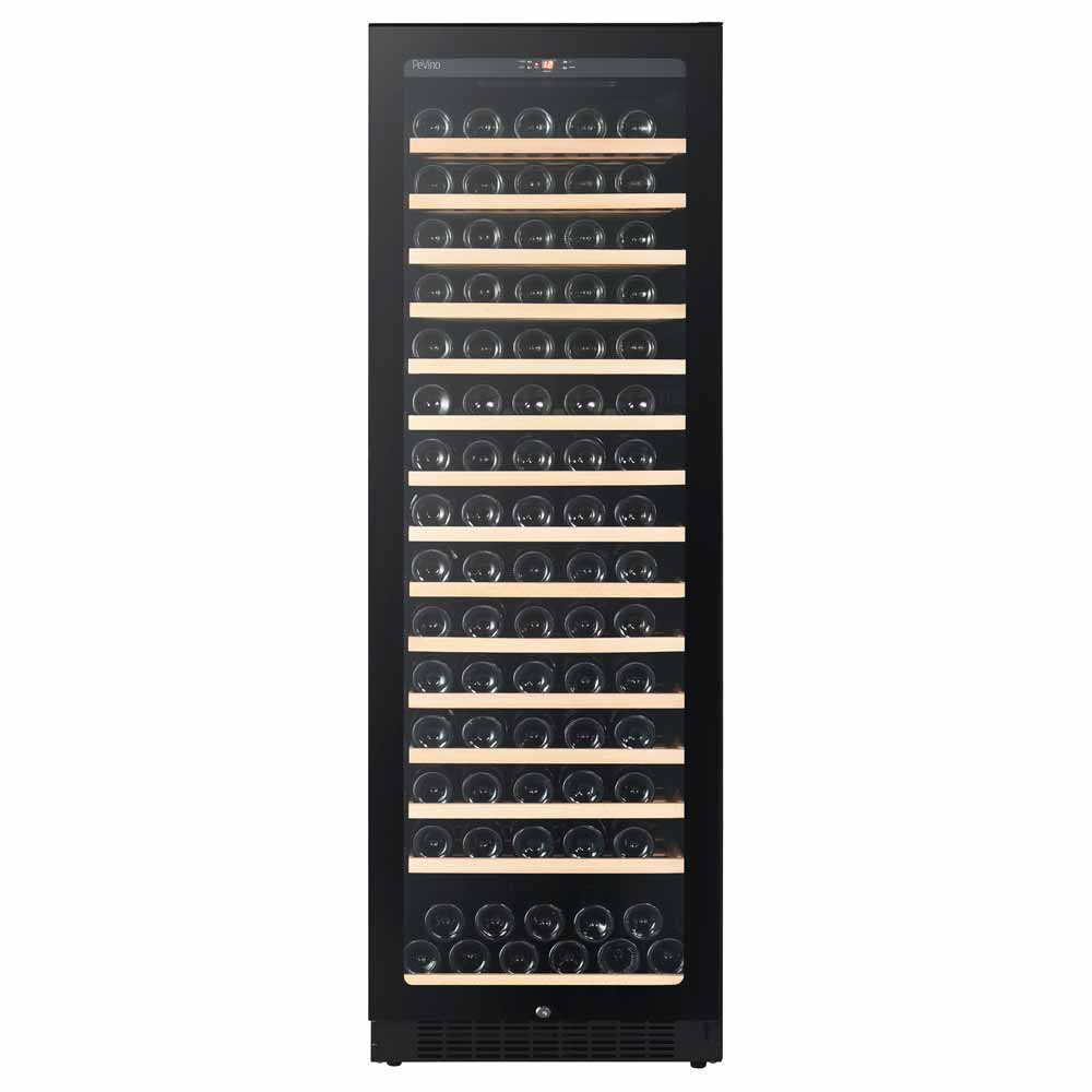 Pevino Noble 148 Bottle Single Zone Black Glass Front  - PN166S-HHB