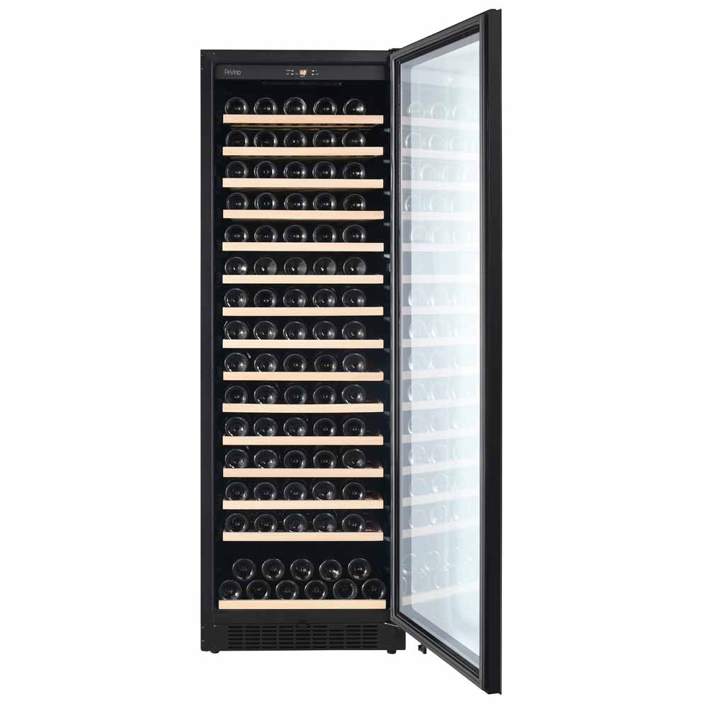 Pevino Noble 148 Bottle Single Zone Black Glass Front  - PN166S-HHB