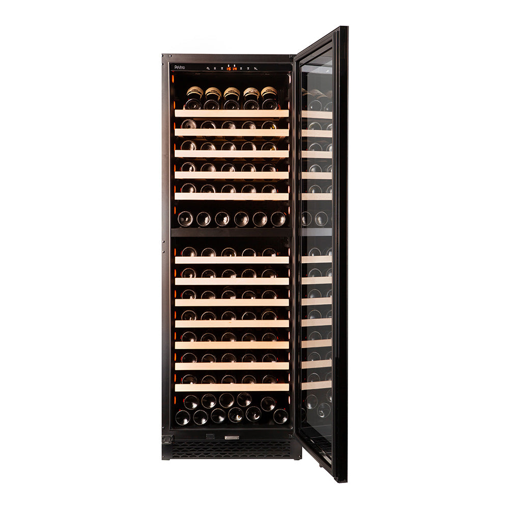 Pevino Majestic 150 Bottle Dual Zone Black Glass Front - PNG180D-HHB