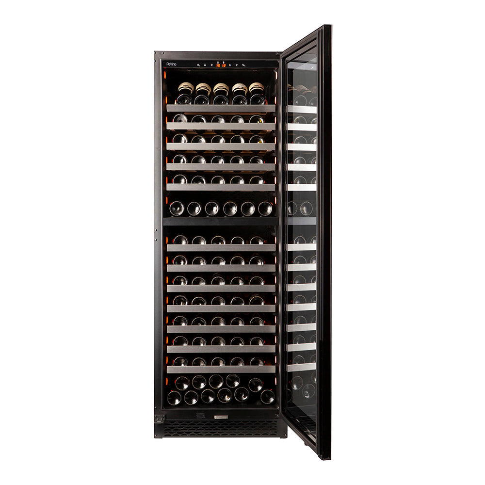 Pevino Majestic 150 Bottle Dual Zone Black Glass Front - PNG180D-HHB