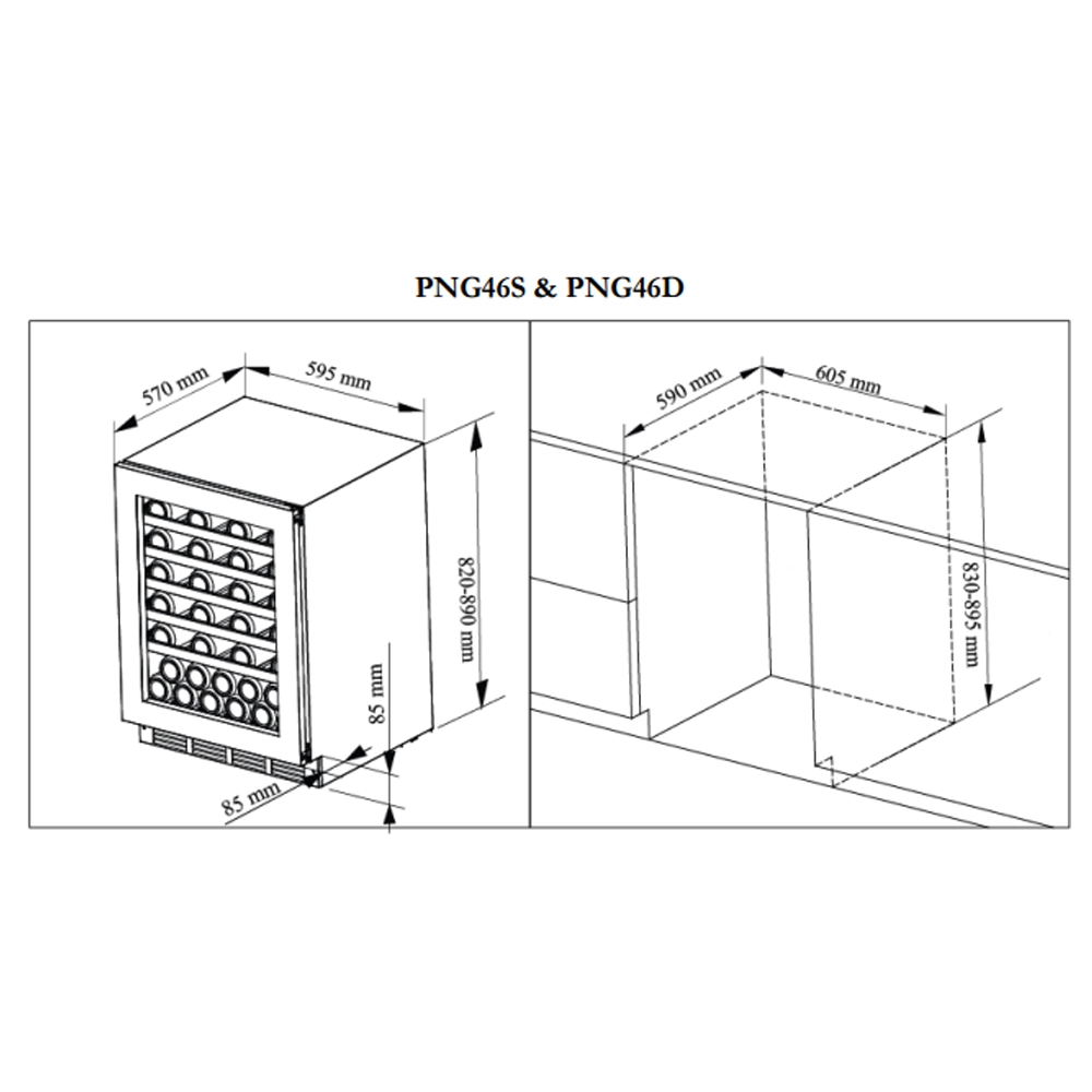 Pevino Dual Zone Majestic Stainless Steel 39 Bottle - PNG46D-HHSS