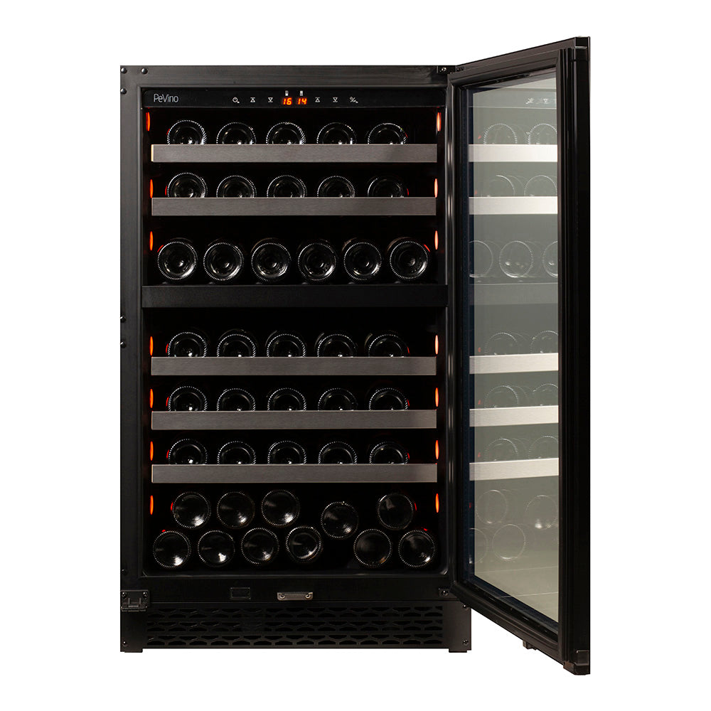 Pevino Majestic 74 Bottle Dual Zone Black Glass Front - PNG88D-HHB