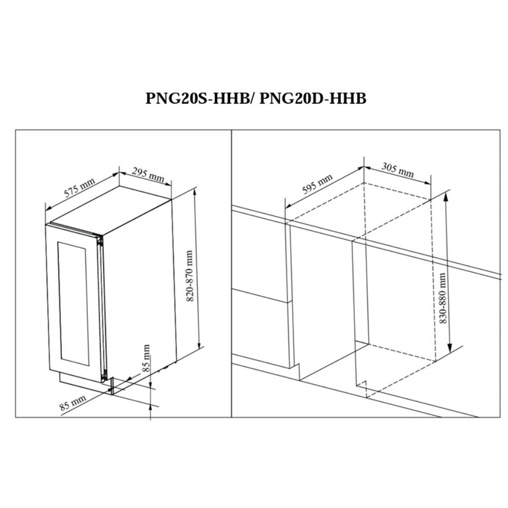 Pevino Majestic 17 Bottle Dual Zone Black Glass Front - PNG20D-HHB