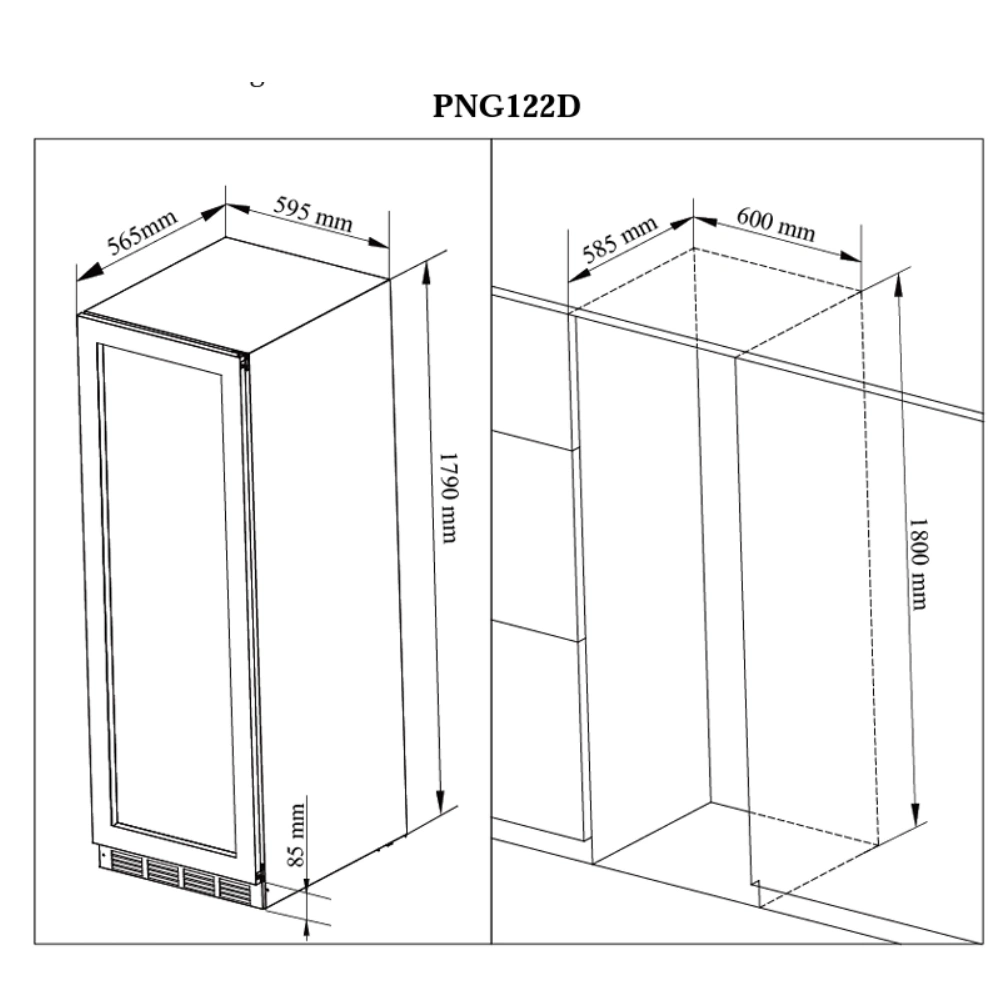 Pevino Majestic 96 bottles Dual Zone Black Glass Front - PNG122D-HHB