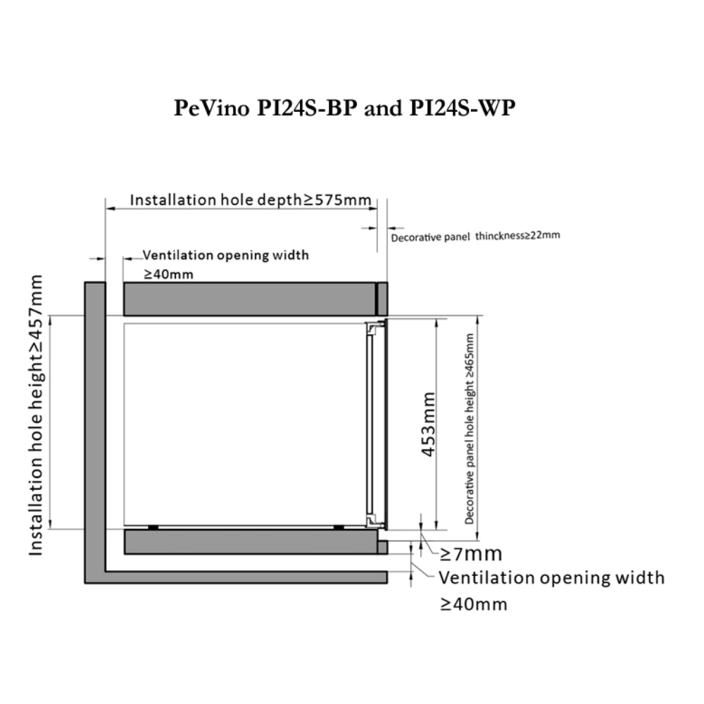 Pevino Single Zone Majestic Integrated White Glass Front Push Open 24 bottle - PI24S-WP