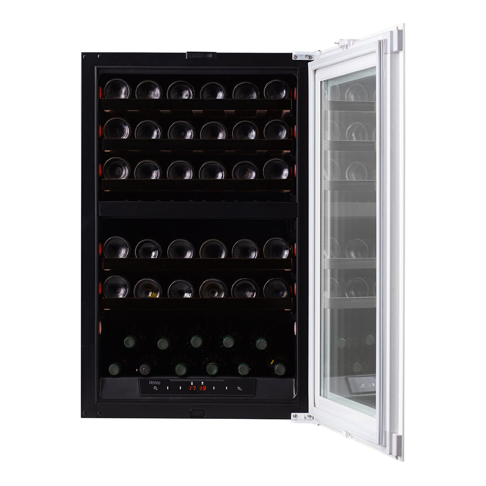 Pevino Majestic 42 Bottle Dual Zone Integrated Push Open White Glass Front - PI48D-WP