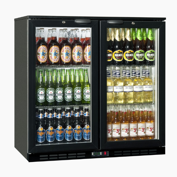 RHINO BAR FRIDGE COLD 900H BLACK DOUBLE DOOR HINGE FULL STUDIO MASTER