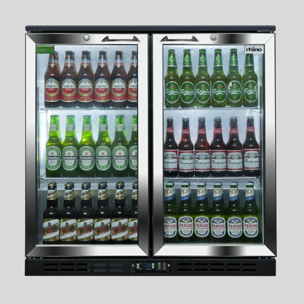 RHINO BAR FRIDGE COLD 900H STAINLESS STEEL DOUBLE DOOR FULL STUDIO MASTER