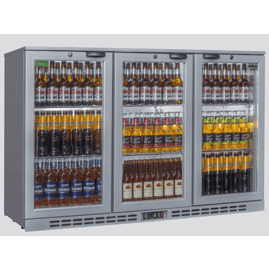 Rhino Bar Fridge COLD 1350 Silver Triple Door Hinged Full Studio